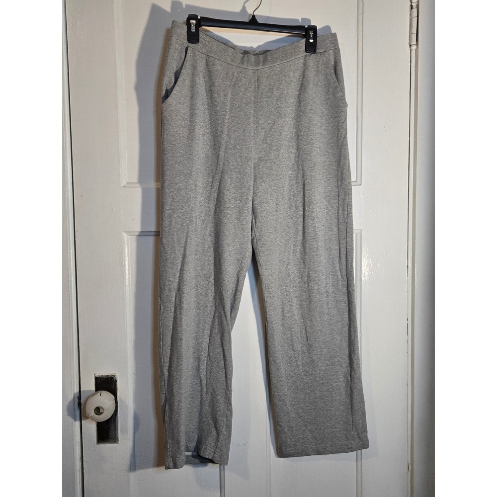 Talbots Heather Grey French Terry Wide Leg Lounge Pants Sweatpants Womens Large